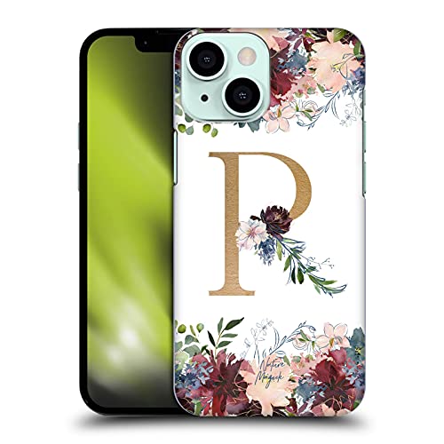 Head Case Designs Licenciado Oficialmente Nature Magick Letra R Flores Monograma Floral Oro 2 Carcasa rígida Compatible con Apple iPhone 13 Mini