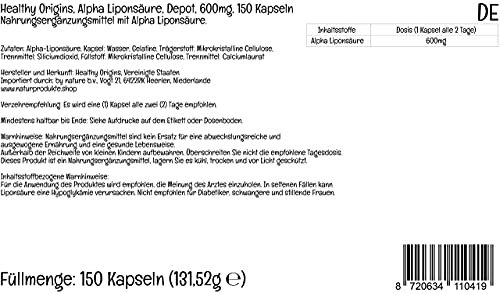 Healthy Origins, Alpha Lipoic Acid ( Ácido Alfa Lipoico ), 600 mg Depot, Dosis para 2 Días, 150 Cápsulas, Testado en Laboratorio, Altamente Dosificado, Sin Gluten, Sin Soja, no GMO