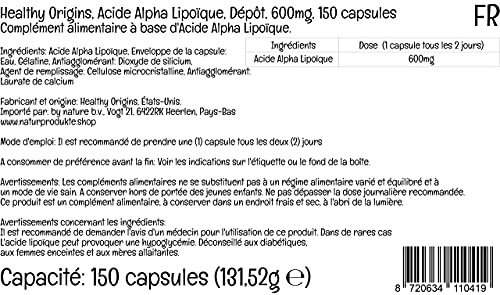 Healthy Origins, Alpha Lipoic Acid ( Ácido Alfa Lipoico ), 600 mg Depot, Dosis para 2 Días, 150 Cápsulas, Testado en Laboratorio, Altamente Dosificado, Sin Gluten, Sin Soja, no GMO