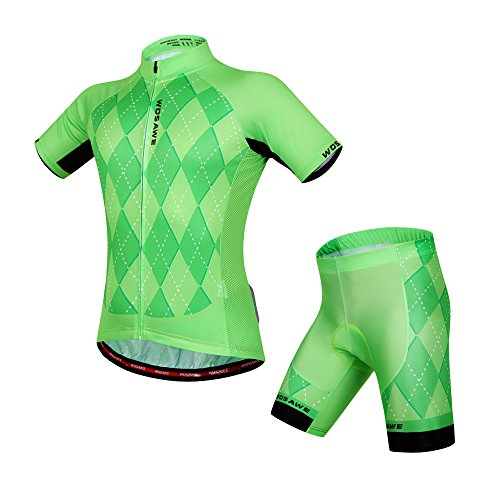 Hebike - Juego de ropa de ciclismo para mujer, 4D, con pantalones cortos acolchados y dorsal corto, hombre Niños Infantil, color BC496, tamaño small