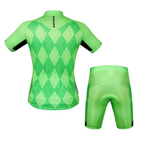 Hebike - Juego de ropa de ciclismo para mujer, 4D, con pantalones cortos acolchados y dorsal corto, hombre Niños Infantil, color BC496, tamaño small