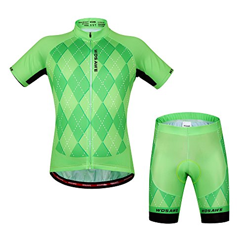 Hebike - Juego de ropa de ciclismo para mujer, 4D, con pantalones cortos acolchados y dorsal corto, hombre Niños Infantil, color BC496, tamaño small