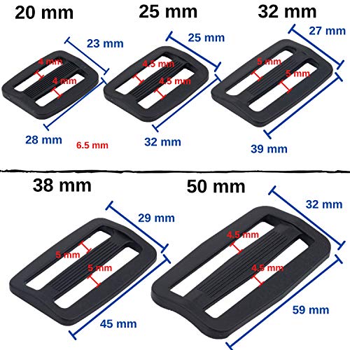 Hebilla Para La Correa Del Bolso, 15, 20, 25, 32, 38 o 50 mm para elegir, paquete de 10, Bloqueo De Escalera, Clip De Hebillas De Plástico, Correas De Mochila, Hebillas Cinturón, Correas mochilas