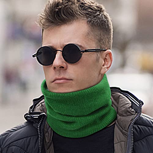 heekpek Bufanda de punto unisex Bufanda de abrigo de invierno con cuello grueso y bufanda para mujer y hombre Bufanda de cuello(Verde)