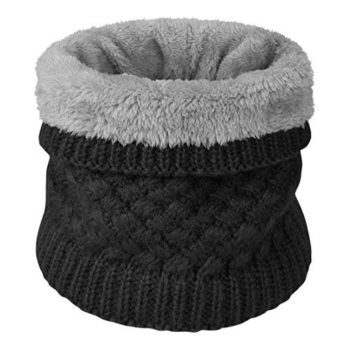 heekpek Calentador De Cuello De Punto Para Mujeres y Hombres Bufanda De Invierno De Doble Capa Forrada Con Forro Polar(Negro)