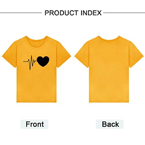 heekpek Camisetas Mujer Verano Manga Corta Casual Camiseta Holgada con Estampado de Amor y Labios T-Shirt Mujer Short Sleeve Shirt