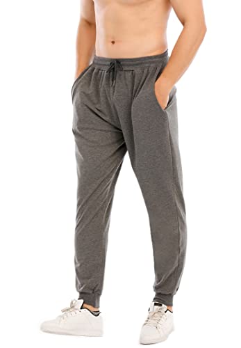 heekpek Jogging para Hombre Pants Pantalones Deportivos Ropa Deportiva para Hombres Joggers Sweat Pants Largos Deporte Chándal Algodón Casual Deporte Slim Fit Elástica Ejercicio(Gris Oscuro,XL)