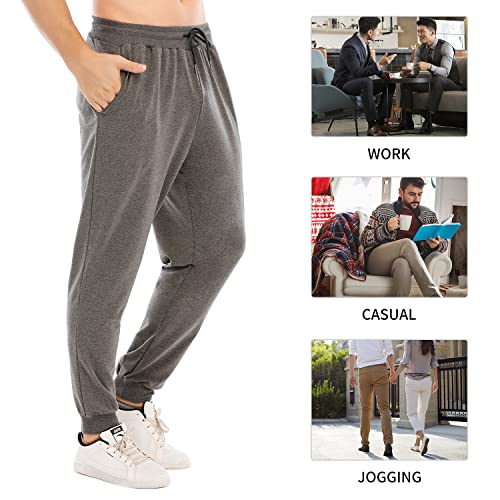 heekpek Jogging para Hombre Pants Pantalones Deportivos Ropa Deportiva para Hombres Joggers Sweat Pants Largos Deporte Chándal Algodón Casual Deporte Slim Fit Elástica Ejercicio(Gris Oscuro,XL)