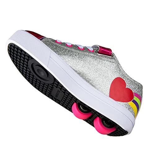 Heelys Hly-g2w-1665, Zapatos con Ruedas, Corazón arcoíris Plateado, 34 EU