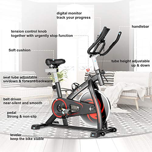 HEKA Bicicleta Estática de Casa para Entrenamiento Indoor, Bicicleta Spinning Profesional, Resistencia Variable, Altura Ajustable, Pantalla LCD