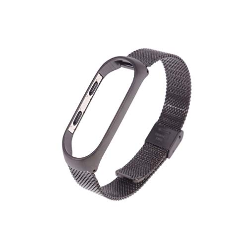 Hemobllo Reemplazo de Pulsera Compatible con Xiaomi 4 Acero Inoxidable Correa de Metal de reemplazo Universal para Hombres Mujeres Compatible con Mi-Band 4 (Milan-Band Negro)