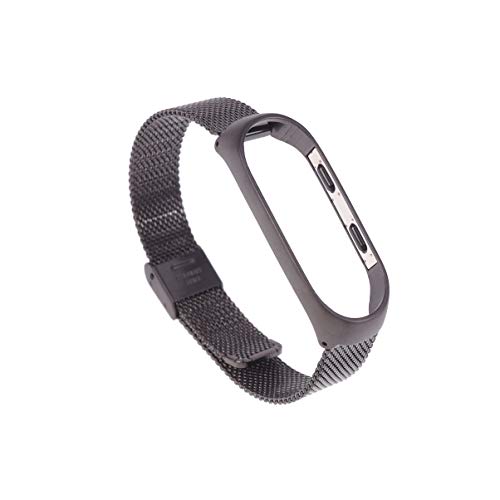 Hemobllo Reemplazo de Pulsera Compatible con Xiaomi 4 Acero Inoxidable Correa de Metal de reemplazo Universal para Hombres Mujeres Compatible con Mi-Band 4 (Milan-Band Negro)