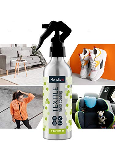 Hendlex Spray Nano Impermeabilizante de Textil 200ml | Nanotecnologia Hace tu Ropa de Agua Impermeable, Calzados, tapicerías, etc. Spray impermeabilizante y Repelente de líquidos y Manchas