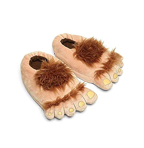 HengQiu Hombres y mujeres zapatos de algodón de estilo de pie de monstruo de dibujos animados lindo zapatillas de felpa cálidas para el hogar (35/42, Brown, numeric_35)