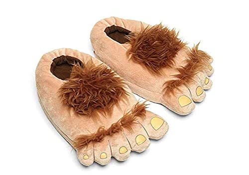 HengQiu Hombres y mujeres zapatos de algodón de estilo de pie de monstruo de dibujos animados lindo zapatillas de felpa cálidas para el hogar (35/42, Brown, numeric_35)