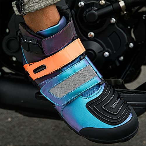 Hensftods Motocicleta Hombres Tendencia Colorida Cambio Color Equitación Viajes Fuera la Carretera Señoras Carreras callejeras Zapatos Motocicleta Black Red 5.5