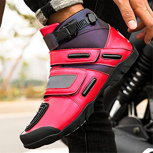 Hensftods Motocicleta Hombres Tendencia Colorida Cambio Color Equitación Viajes Fuera la Carretera Señoras Carreras callejeras Zapatos Motocicleta Black Red 5.5