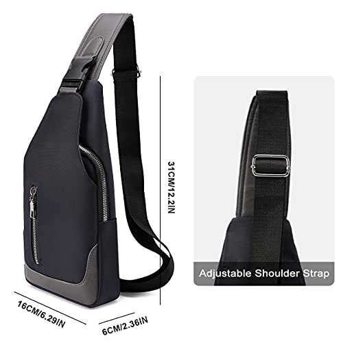 HEROIC KNIGHT Bolsa de Pecho con Puerto de Carga USB, Bolsa Bandolera Hombre Impermeable, Sling bag Bolsos Cruzados Mochilas Pequeñas para Hombres Mujeres Senderismo Ligero Ciclismo Viaje-Negro