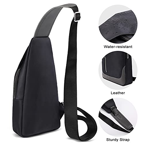 HEROIC KNIGHT Bolsa de Pecho con Puerto de Carga USB, Bolsa Bandolera Hombre Impermeable, Sling bag Bolsos Cruzados Mochilas Pequeñas para Hombres Mujeres Senderismo Ligero Ciclismo Viaje-Negro