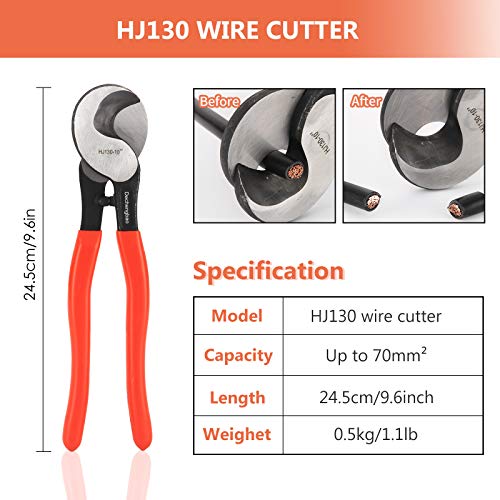 Herramienta para prensar terminales de cable de batería de AWG 8-1/0 con cortador de cable