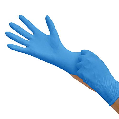 Hevea - Guantes de nitrilo desechables. Sin látex ni talco. Paquete de 5 cajas de 100 guantes cada una. Talla: S (pequeña). Color: azul