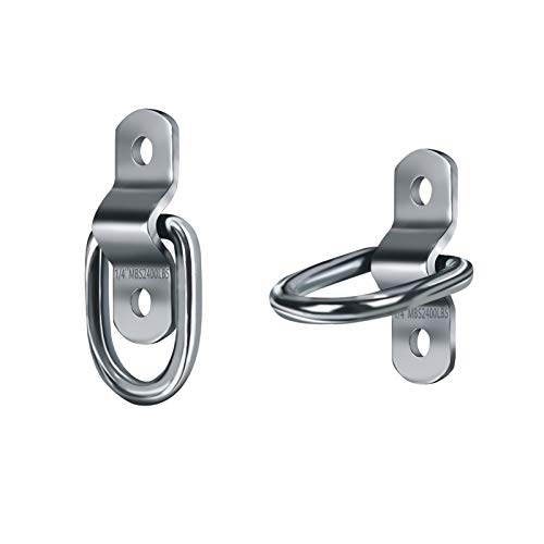 Heveer Anillos de Amarre Anillo D Acero Galvanizado Soporte de Montaje con 20 Tornillos para Control de Remolques Carga y Barcos 6Piezas