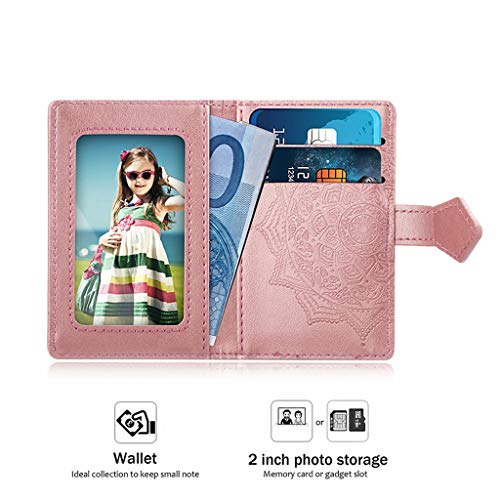 HEYLULU Moda Flor en Relieve Adhesivo Tarjeta de crédito Estuche para Tarjeta de crédito Etiqueta de Bolsillo Soporte para teléfono Cartera