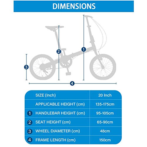 HFJKD Adulto Plegable Bicicletas de 20 Pulgadas, 6 Velocidad MTB Bicicletas Plegables, Unisex Ligero de cercanías Bicicletas, Seres Queridos y los niños