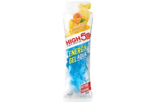 HIGH5 Ciclismo Deportes Energía Aqua Gel Carbohidratos Ejercicio Vegetariano 66g Naranja