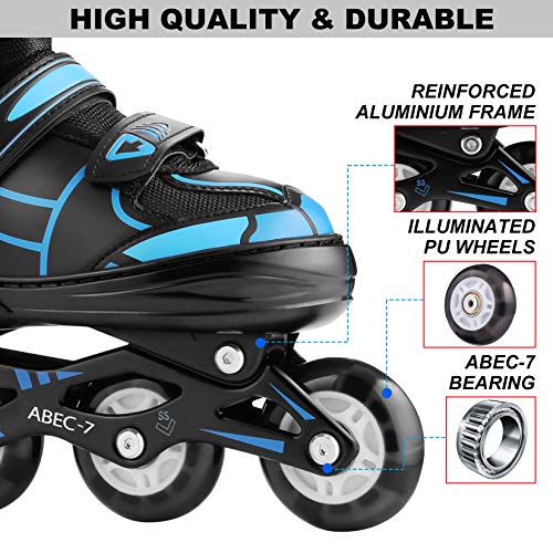 Hikole Patines en Línea para Niñas y Niños Patines 4 Ruedas Ajustable con Luz Tamaño 30-41 per Niños y Adulto(M,34-37)