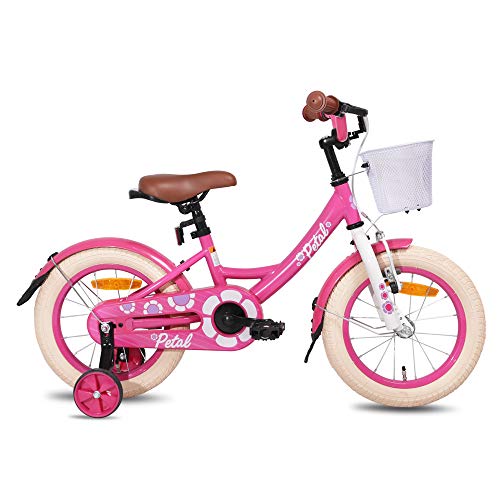 Hiland Bicicleta Infantil para niña de 3 años con Cesta, Ruedas de Apoyo, Freno de Mano y Freno de contrapedal, Color Rosa…