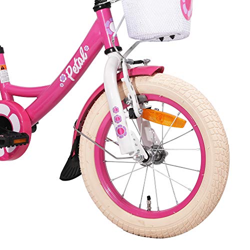 Hiland Bicicleta Infantil para niña de 3 años con Cesta, Ruedas de Apoyo, Freno de Mano y Freno de contrapedal, Color Rosa…