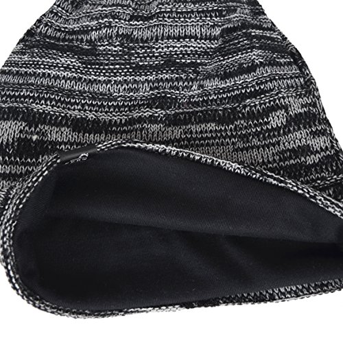 HISSHE Hombres Gorro de Punto Holgado Holgado Gorro de Calavera Largo Vintage Sombrero de Invierno B5001 (Negro,Talla M)