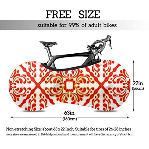 HJHJJ Cubierta de Rueda de Bicicleta Talavera Patrón Patchwork Indio Azulejos Portugal Antipolvo Bicicleta Bolsa de Almacenamiento Interior A Prueba de arañazos, Lavable Neumático de Alta Elasticidad
