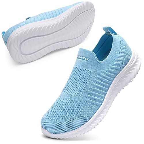 HKR Zapatillas Deporte para Mujer Ligeros Zapatos de Trabajo Calzado Cómodo para Caminar Gimnasio Jogging Azul Claro 39 EU