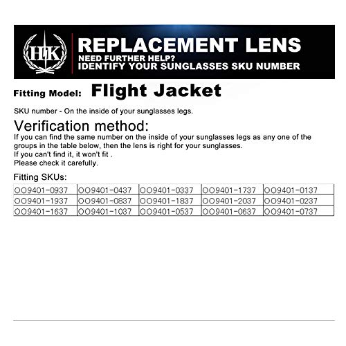 HKUCO Reforzarse Azul/Verde/Fotocrómico Polarizado Lentes de repuesto para Oakley Flight Jacket Gafas de sol