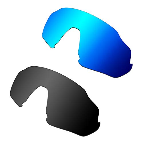 HKUCO Reforzarse Lentes de repuesto para Oakley Flight Jacket Gafas de sol Azul/Negro Polarizado