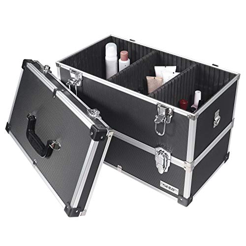 HMF 14660900 - Maletín de herramientas de aluminio, vacío, con separadores individuales, estantes a elegir, color negro
