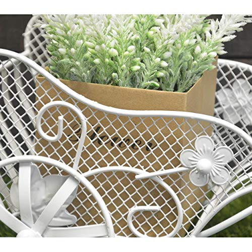 HOGAR Y MAS Bicicleta Macetero Blanco Metal, Decoración Jardín Exterior