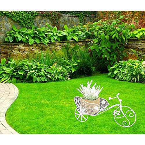 HOGAR Y MAS Bicicleta Macetero Blanco Metal, Decoración Jardín Exterior
