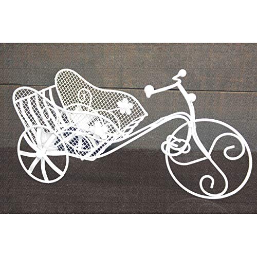 HOGAR Y MAS Bicicleta Macetero Blanco Metal, Decoración Jardín Exterior