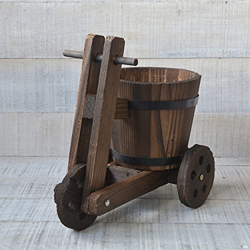 HOGAR Y MAS Macetero Madera Natural, Diseño Bicicleta/Original Garden Friends 21x34x35 cm