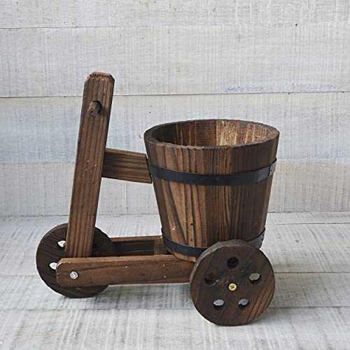 HOGAR Y MAS Macetero Madera Natural, Diseño Bicicleta/Original Garden Friends 21x34x35 cm
