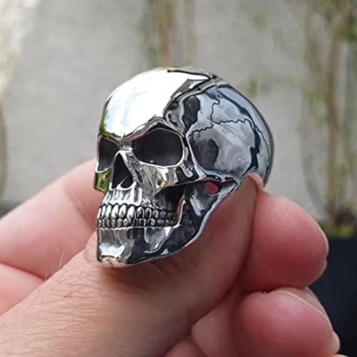 Hombre Hombre Hombre Anillos de Ciclista Ghost Head Anillo de cráneo Gótico Punk Rock Biker Joyería Accesorios al por Mayor-12,Silver