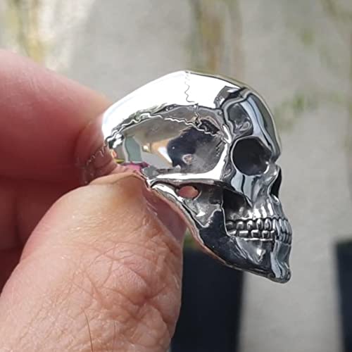 Hombre Hombre Hombre Anillos de Ciclista Ghost Head Anillo de cráneo Gótico Punk Rock Biker Joyería Accesorios al por Mayor-12,Silver