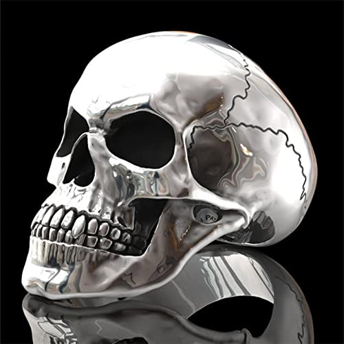 Hombre Hombre Hombre Anillos de Ciclista Ghost Head Anillo de cráneo Gótico Punk Rock Biker Joyería Accesorios al por Mayor-12,Silver