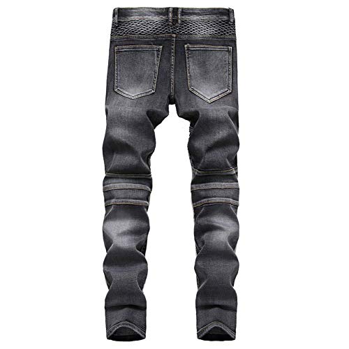 Hombre Pantalones de Motociclista Slim Jeans Moto Vaqueros de Moto Nostálgicos Pantalones Rodilleras de Montar Anti Caída(sin Equipo de protección) Motorcycle Biker Pants Cargo Recto Tejanos B 36W