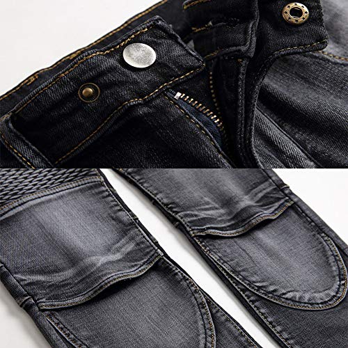 Hombre Pantalones de Motociclista Slim Jeans Moto Vaqueros de Moto Nostálgicos Pantalones Rodilleras de Montar Anti Caída(sin Equipo de protección) Motorcycle Biker Pants Cargo Recto Tejanos B 36W