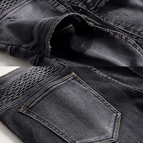 Hombre Pantalones de Motociclista Slim Jeans Moto Vaqueros de Moto Nostálgicos Pantalones Rodilleras de Montar Anti Caída(sin Equipo de protección) Motorcycle Biker Pants Cargo Recto Tejanos B 36W