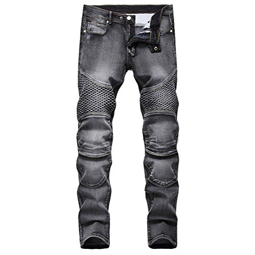 Hombre Pantalones de Motociclista Slim Jeans Moto Vaqueros de Moto Nostálgicos Pantalones Rodilleras de Montar Anti Caída(sin Equipo de protección) Motorcycle Biker Pants Cargo Recto Tejanos B 36W